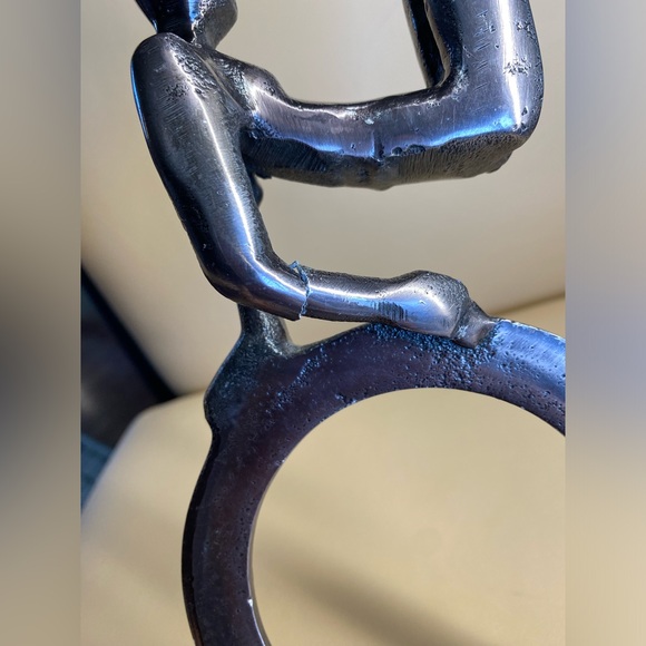 Unique Metal Gymnast Sculpture - Acrobat Sculpture on Marble Base - Picture 5 of 9